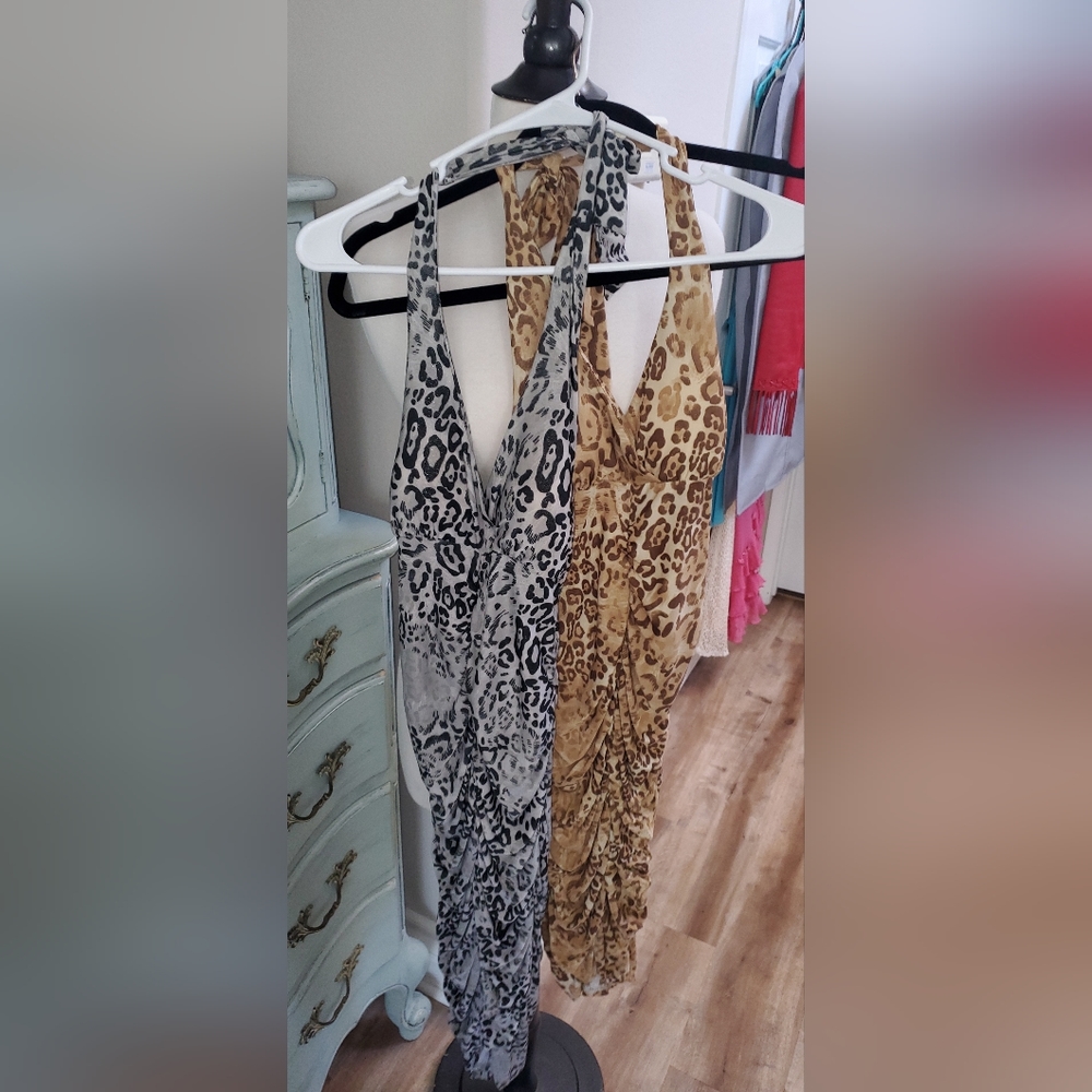 SayWhat sexy Small evening dresses in gold or grey leopard print 🐆